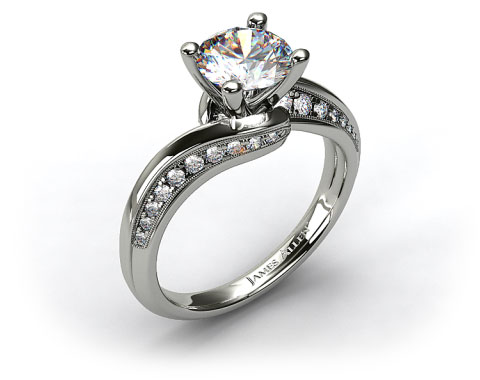 14k White Gold Pave Twist Engagement Ring